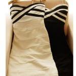 Black White Stripe Bodycon Strapless Dress