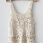 Cute White Crochet Lace Vest