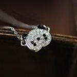 Cute Rhinestone Panda Necklace For Girls