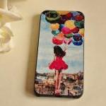 Girl With Colorful Balloons Print Iphone 4 Case