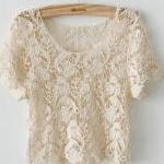 Cute Japanese Style Crochet Lace Shirt Tops
