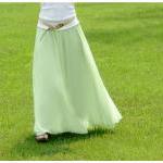 Mint Green Stylish Chiffon Long Maxi Skirt