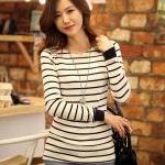 Lovely Womens Casual Long Sleeve Stripe T-shirt..