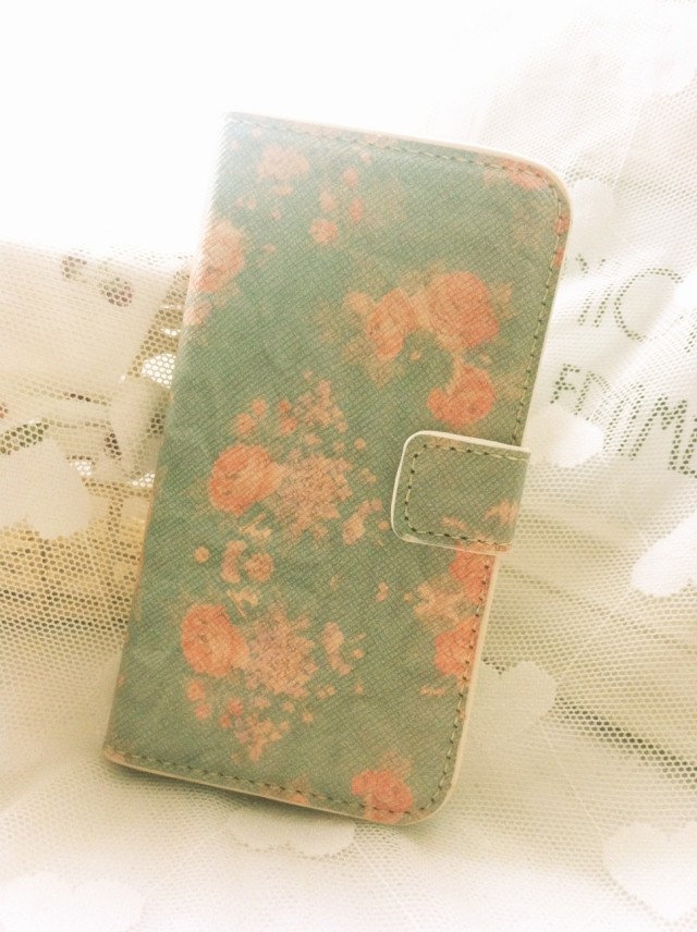 Mint Floral Print Leather Case For Iphone 4 Iphone 4s