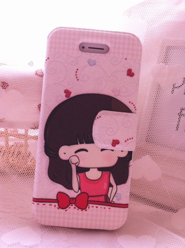 Cute Leather Iphone 4 Case, Print Leather Iphone 4s Case, Floral Iphone 4 Case, Iphone 4s Case, Cartoon Iphone 4 Case Unique Iphone 4 Cover Case
