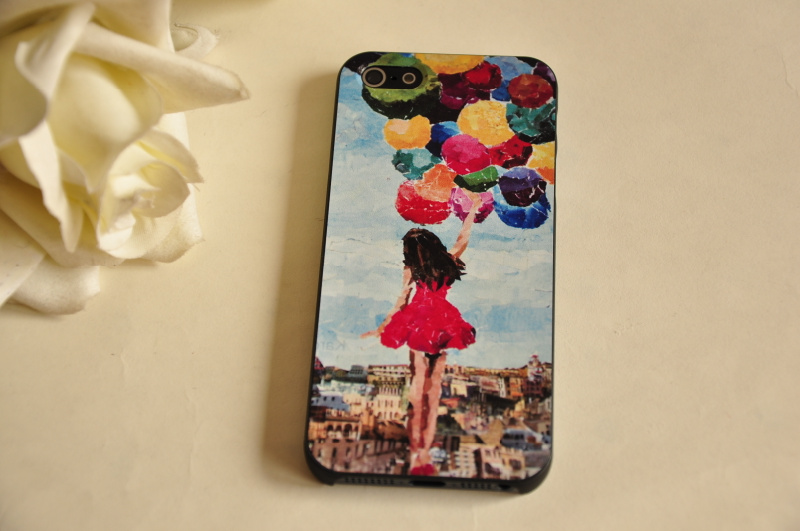 Girl With Colorful Balloons Print Iphone 4 Case