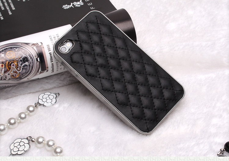 Plaid Style Leather Iphone 4 Case Iphone 4s Cover Case.