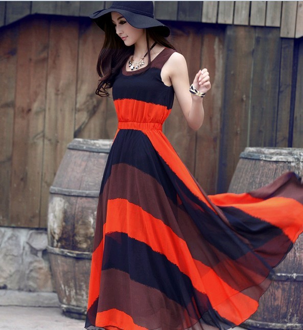 Summer Spliced Long Sleeveless Maxi Dress