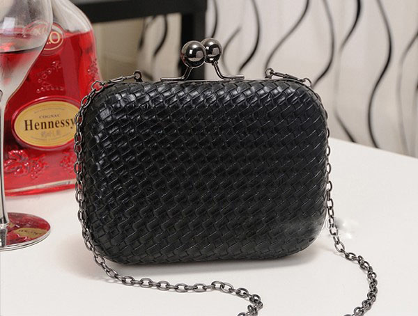 Black Mini Woven Clutch Handbag