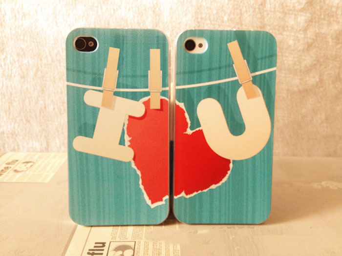 Cute Couple Iphone 4 Case, I Love You Iphone 4 Hard Case,blue Iphone 4 Case,heart Iphone 4 Case