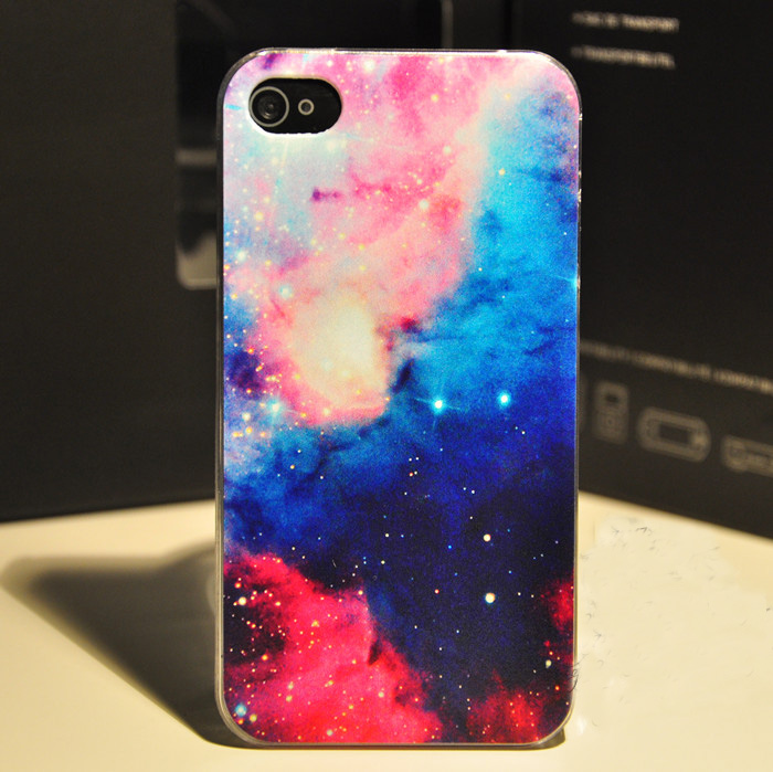 Universe Iphone 4 Case, Blue Iphone 4 Case, Plastic Iphone 4 Case, Galaxy Style Iphone Case,paint Style Iphone 4 Case--gift For Him