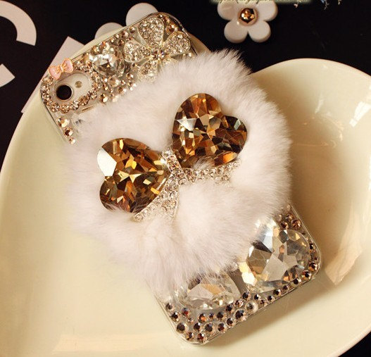 Fur Crystal Iphone 4 Case 3d Bling Crystal Iphone 4 Case