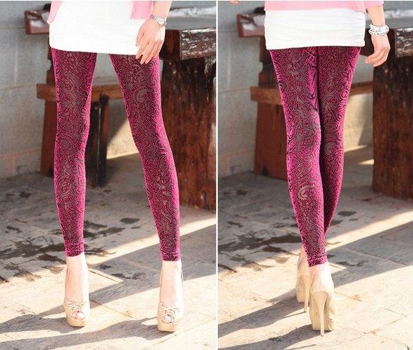 Velvet Leggings Pants Tights Hollow Out Print Tights On Luulla