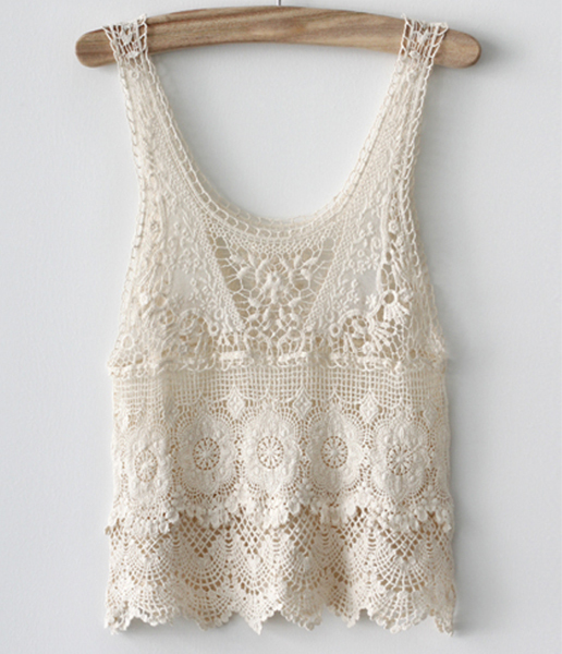 Cute White Crochet Lace Vest on Luulla